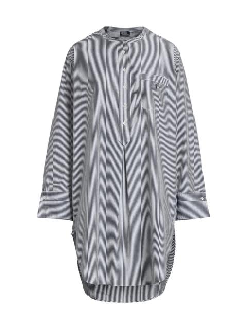 Polo Ralph Lauren Women's Striped Cotton Sleep Shirt - White Cloud Beacon Blue