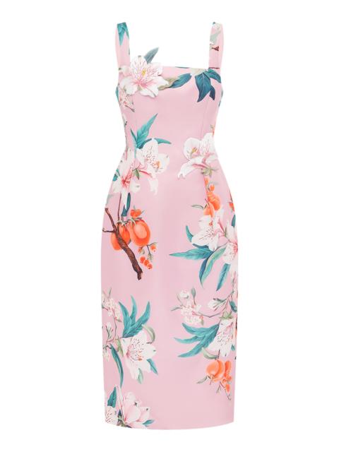 LEO LIN Larissa Printed Crepe Midi Dress pink