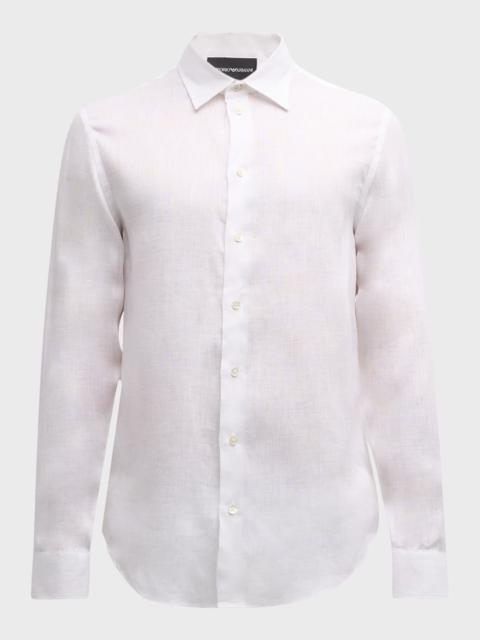 EMPORIO ARMANI Men's Linen Sport Shirt
