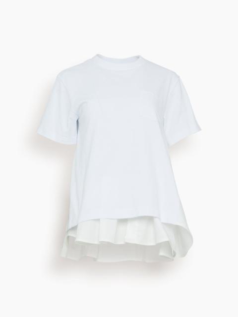 Cotton Poplin Mix Cotton Jersey T-Shirt in White
