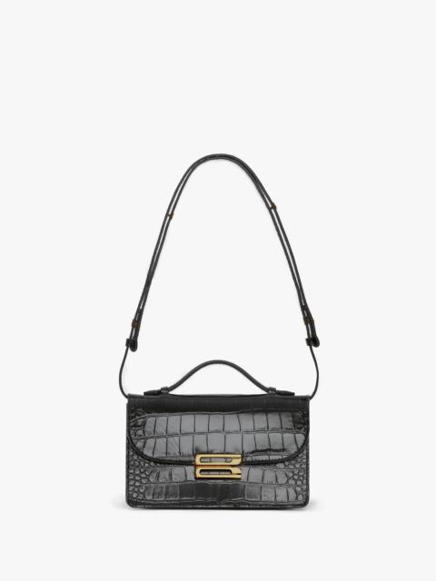 Victoria Beckham Mini Dorian Bag In Black Croc Embossed Leather