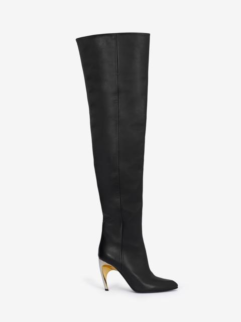 Alexander McQueen Women's Armadillo Thigh-high Boot in Black/silver/gold