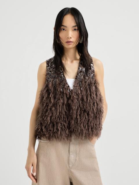 Brunello Cucinelli Dazzling dégradé vest in cotton and silk fil coupé