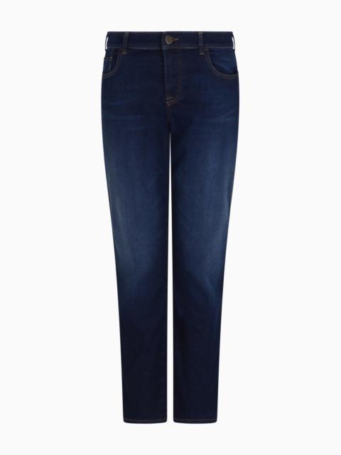 EMPORIO ARMANI J36 MID-RISE, STRAIGHT-LEG, STRETCH-DENIM JEANS