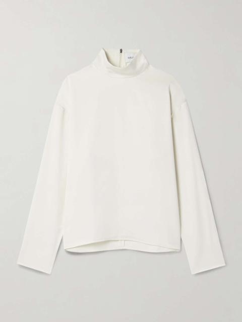 16ARLINGTON Olall crepe turtleneck blouse Ivory