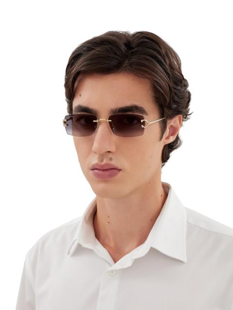 Cartier Men's C Decor 56MM Rimless Rectangular Sunglasses - Gold Grey