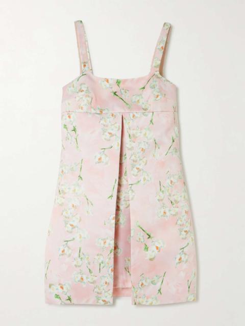 EMILIA WICKSTEAD Levisa pleated floral-print satin mini dress Baby pink