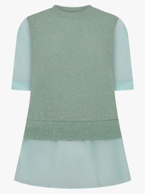 Noir Kei Ninomiya SHINY KNIT X SHEER TOP | MINT