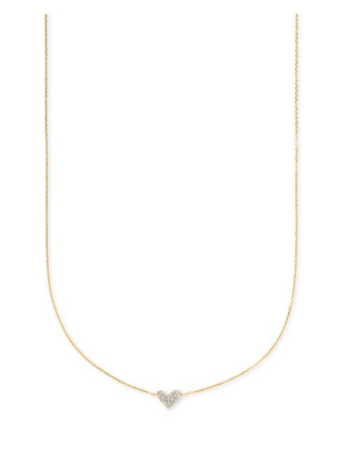 KENDRA SCOTT Heart 14k Yellow Gold Pendant Necklace in White Diamonds