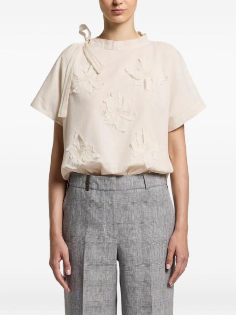 PESERICO floral tie neck top