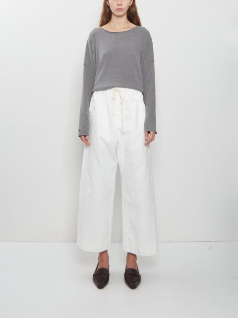 ALBUM DI FAMIGLIA Compact Cotton Wide & Long Trousers — Milk