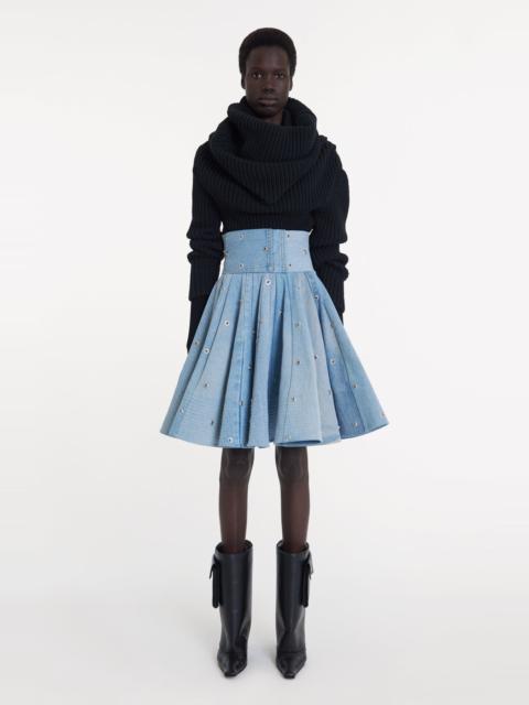 A.W.A.K.E. MODE RECYCLED DENIM SKIRT WITH SNAPS BLUE