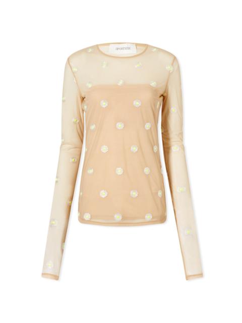 Sportmax Long Sleeve Nudo Daisy Mesh Tee