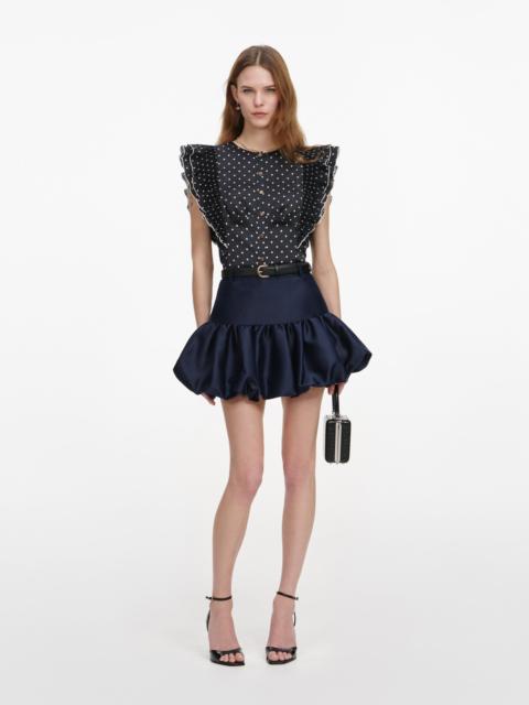 self-portrait Navy Taffeta Skirt