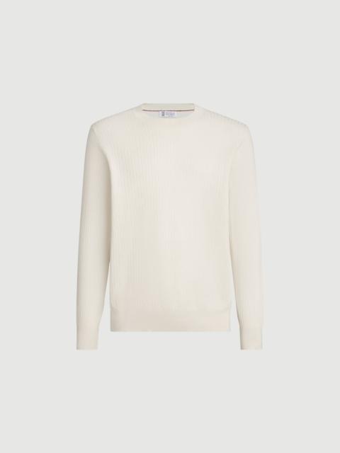 Brunello Cucinelli Cotton textured rib lightweight sweater