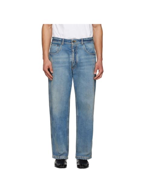 Maison Margiela Blue Straight-Leg Cropped Jeans