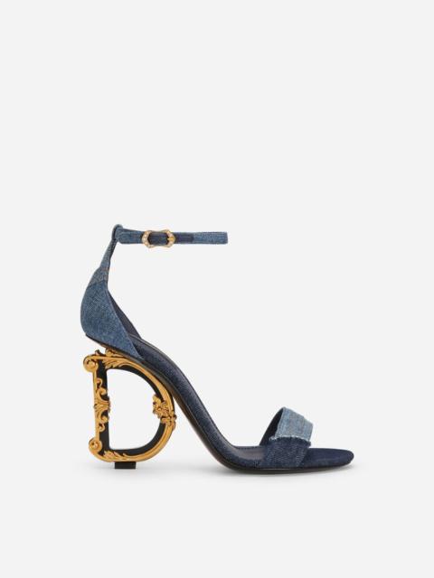 Patchwork denim sandals with baroque DG heel