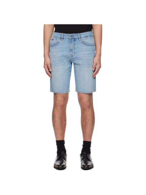 BOSS Blue Faded Denim Shorts