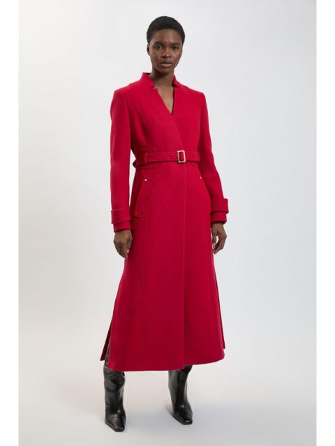 KAREN MILLEN Forever Wool Investment Notch Neck Belted Tailored Maxi Coat