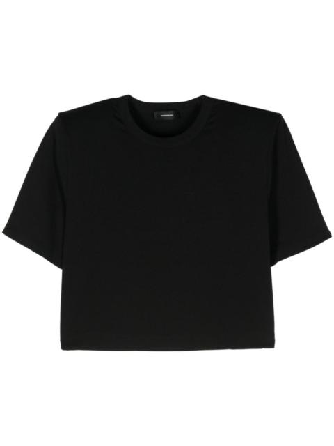 shoulder-pad cropped T-shirt