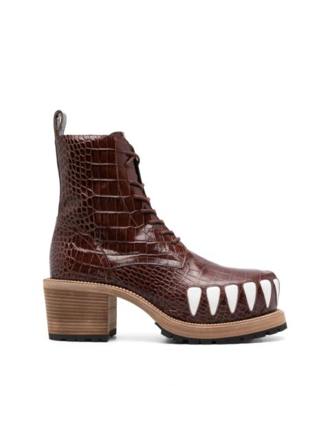 Walter Van Beirendonck 75mm crocodile-embossed effect leather boots