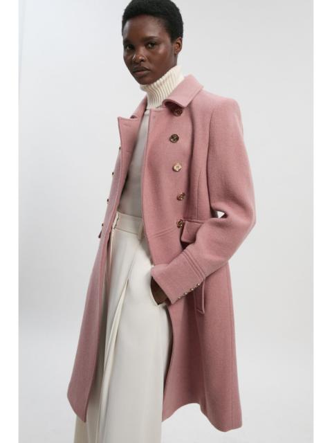 KAREN MILLEN Wool Button Front Double Breasted Tailored Princess Coat