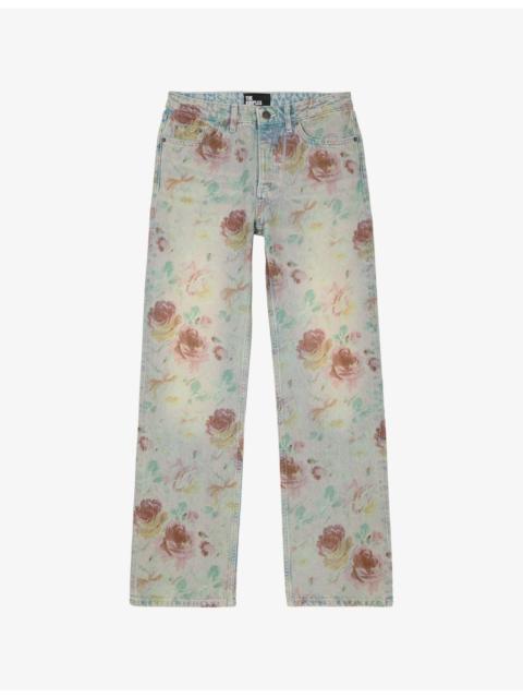 The Kooples Floral-Print Straight-Leg Mid-Rise Jeans