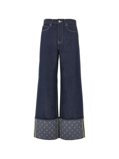 TORY BURCH Contrast cuff straight leg jeans