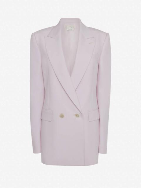 Women's Double-breasted Sartorial Wool Jacket in Porcelain