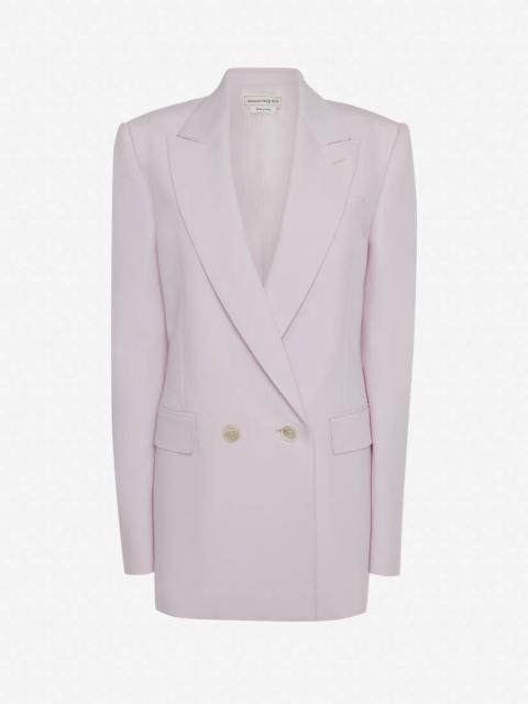 Alexander McQueen Women's Double-breasted Sartorial Wool Jacket in Porcelain