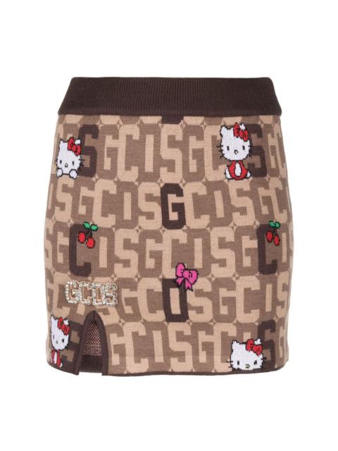 GCDS x Hello Kitty monogram knitted skirt