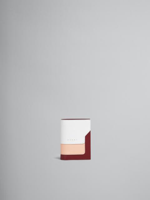 Marni WHITE PINK AND RED SAFFIANO LEATHER BI-FOLD WALLET