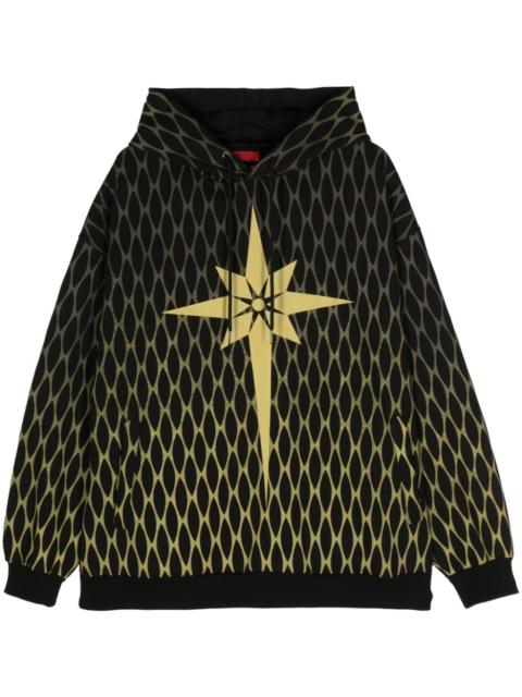 origami-print cotton hoodie