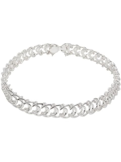 Marine Serre Silver Moon Chain Necklace