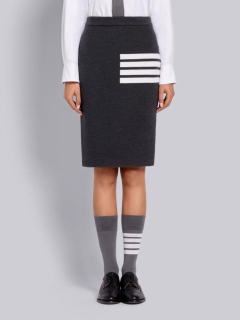 Dark Grey Fine Merino Wool Links Stitch 4-Bar Pencil Skirt