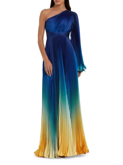 MAC DUGGAL Women's Pleated Charmeuse Ombré Gown - Blue Ombre