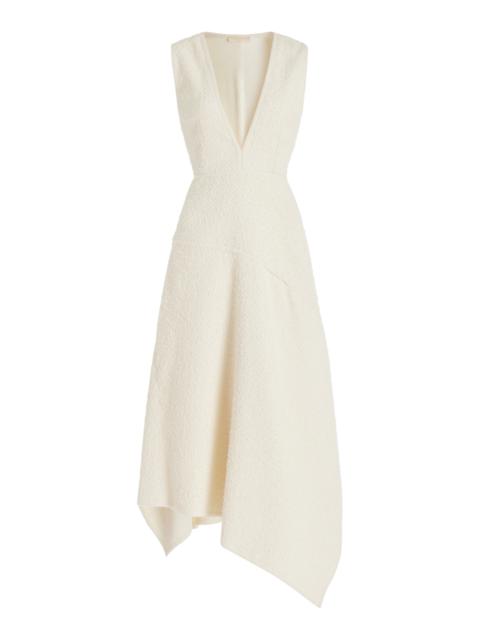 Florence Asymmetric Tweed Midi Dress white