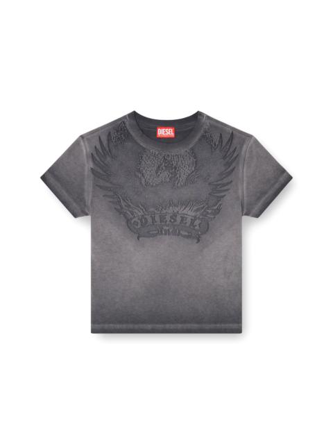 Diesel SLIM T-SHIRT WITH DÉVORÉ PHOENIX