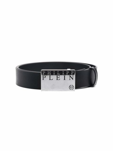 PHILIPP PLEIN logo buckle leather belt