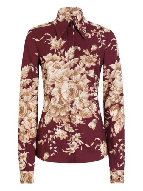 Dolce & Gabbana rose-print charmeuse shirt