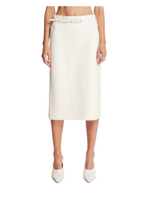 TOM FORD White Leather Midi Skirt