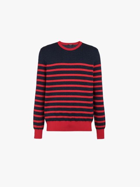 Balmain Navy blue wool sweater with red stripes