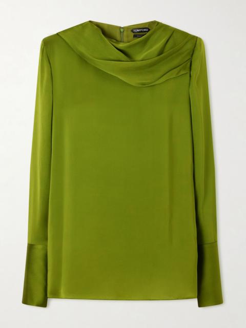 TOM FORD Draped silk-georgette blouse Green