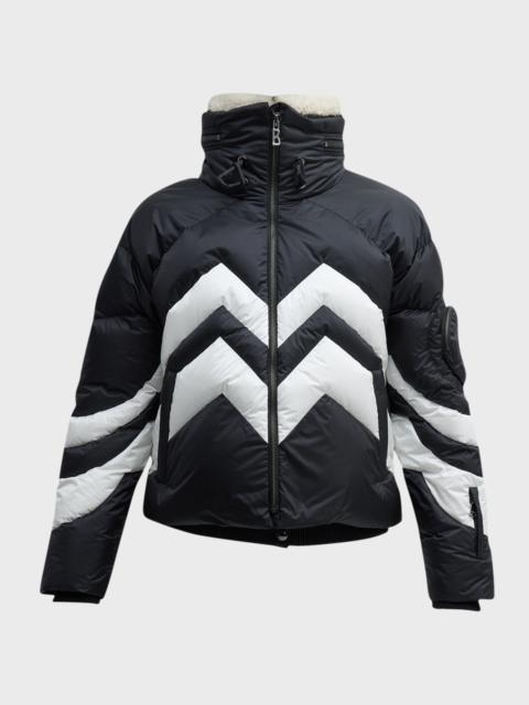 BOGNER Valea Chevron Puffer Jacket with Removable Teddy Collar