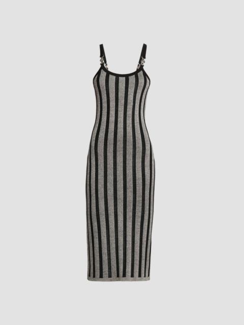 VERSACE Women's Stripe Wool-Blend Midi Dress - Black