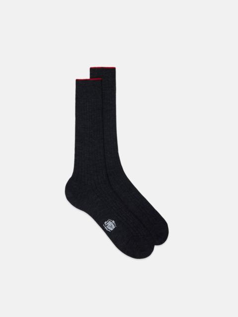 J. PRESS MADE-IN-ITALY CHARCOAL MID-CALF MERINO WOOL SOCKS