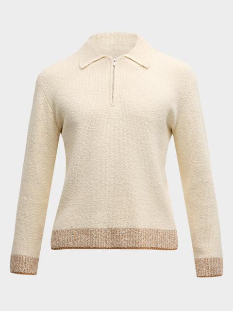 SIMKHAI Men's Maxwell Long-Sleeve Zip Polo Top