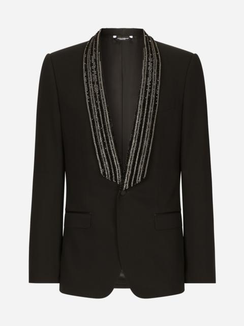 Dolce & Gabbana Single-breasted jacket with embroidered shawl collar
