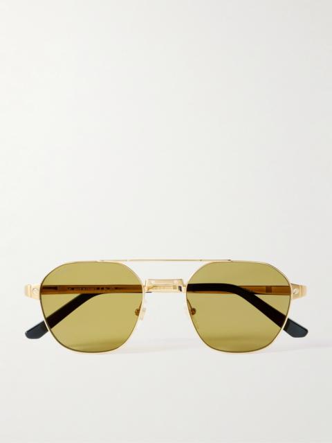 Cartier Santos de Cartier Aviator-Style Gold-Tone Sunglasses