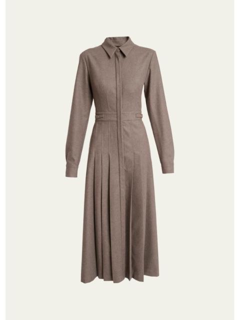 GABRIELA HEARST Ethel Cashmere Flannel Long-Sleeve Midi Shirtdress